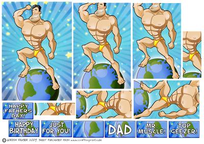Muscleman Dude, Tanned, Black Hair Pyramid.