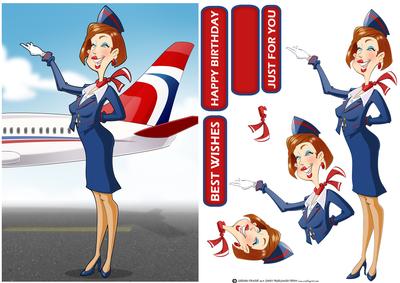 Air Hostess Blue and Red