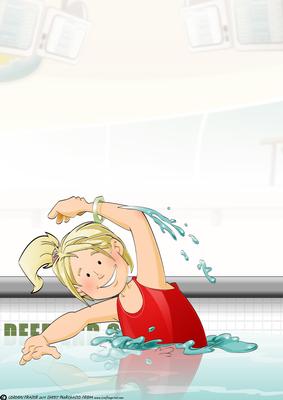 Swimmer Girl Red Costume A4