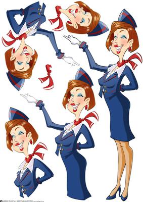 Air Hostess Blue and Red Decoupage Sheet