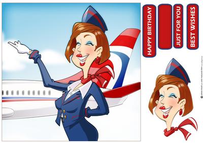 Air Hostess Blue and Red 8x8 Quick Card