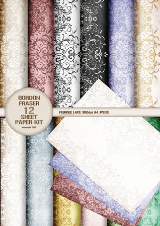 12 Sheet Filigree and Lace Paper Kit