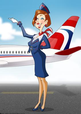 Air Hostess Blue and Red A4
