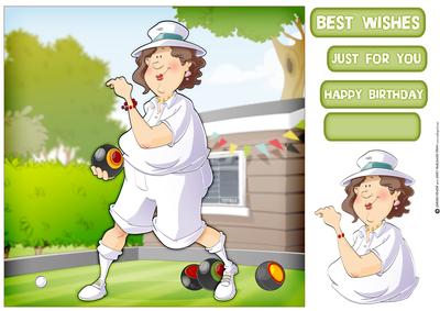 Lawn Bowls Lady 2 8x8 Quick Card
