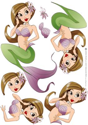 Brown Hair Mermaid Dudess Decoupage Sheet