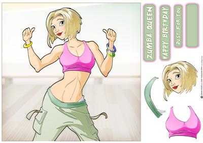 Fitness Dancer Dudess Blonde Hair 8x8 Quick Card