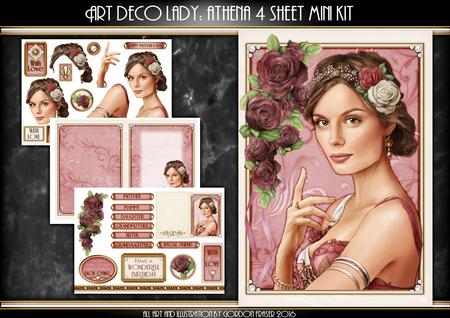 Art Deco Lady Athena Dark Pink 4 Sheet Mini Kit