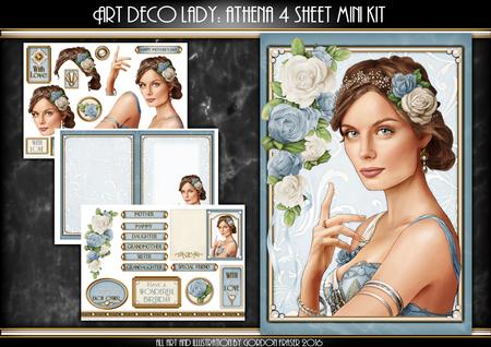 Art Deco Lady Athena Light Blue 4 Sheet Mini Kit