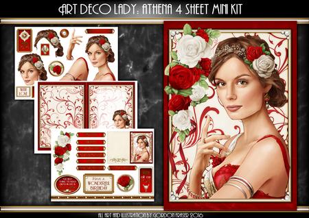 Art Deco Lady Athena Red 4 Sheet Mini Kit