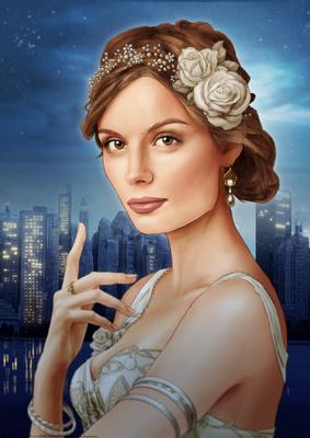 Art Deco Lady Athena Cream A4