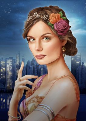 Art Deco Lady Athena Peach A4