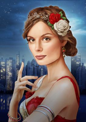 Art Deco Lady Athena Red A4