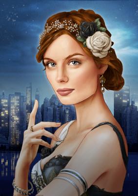Art Deco Lady Athena Black A4