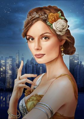 Art Deco Lady Athena Gold A4