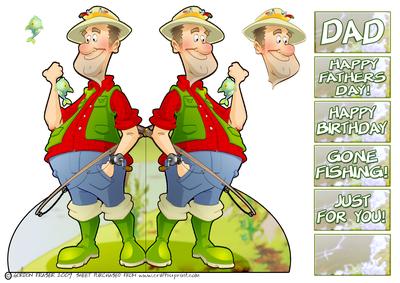 Fishing Dude Shaped Card.