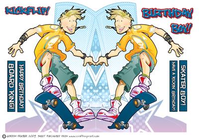 Skateboarding Teen Dude Blue Shaped.