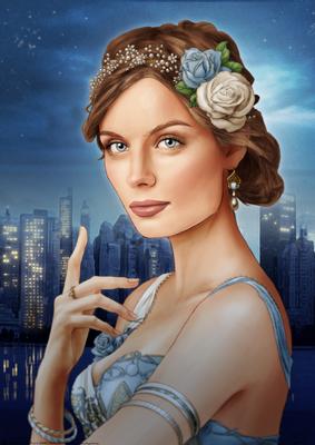 Art Deco Lady Athena Light Blue A4
