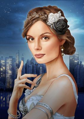 Art Deco Lady Athena White A4