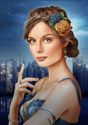 Art Deco Lady Athena Blue A4