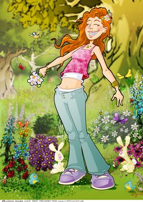 Curly Red Head Girl A4.