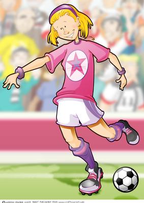 Pink and Purple Football Girl A4.
