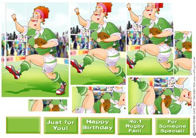 Rugby Lady Green and White Pyramid.