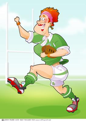 Rugby Lady Green and White A4
