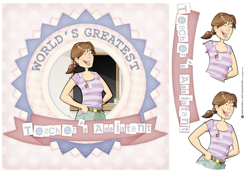Teaching Assistant Dudess Shabby 8x8 Quick Card