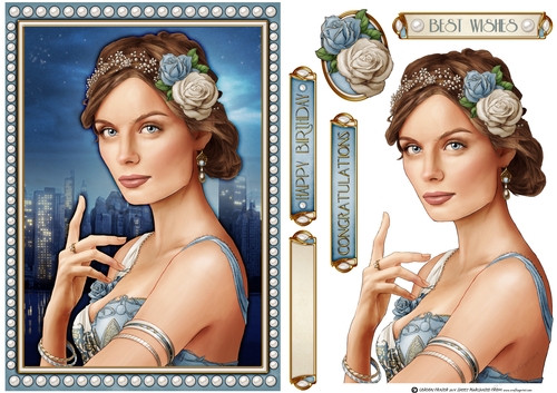 Art Deco Lady Athena Light Blue