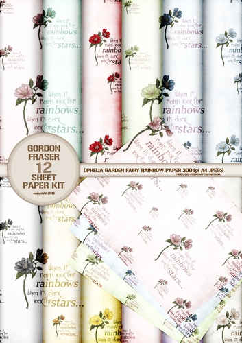 Ophelia Rainbow 12 Sheet Paper Kit
