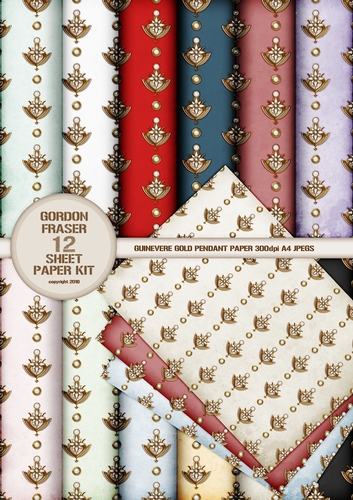 Guinevere Gold Pendant 12 Sheet Paper Kit