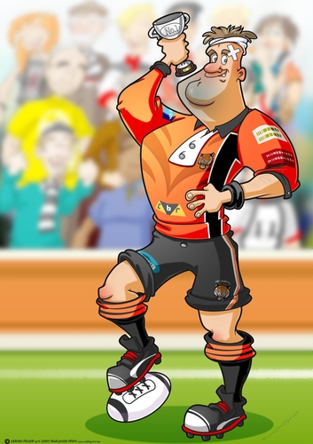 Rugby Dude: Orange,Black Stripes A4