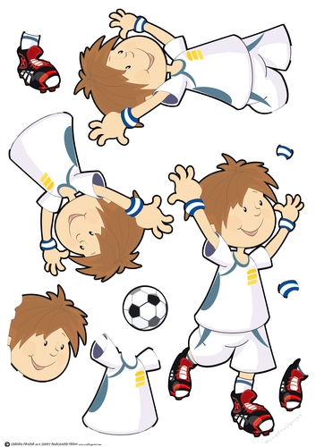 Mini Footballer Dude White and Blue Decoupage Sheet