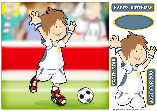Mini Footballer Dude White and Blue 8x8 Quick Card