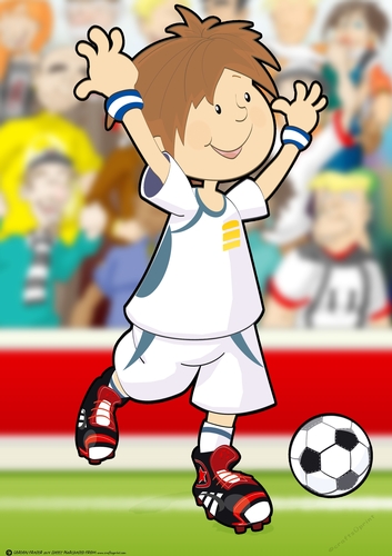 Mini Footballer Dude White and Blue A4