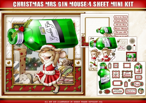 Mrs Christmas Gin Mouse 4 Sheet Mini Kit