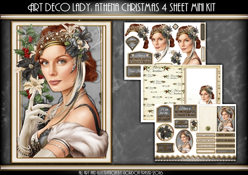 Art Deco Lady Christmas Athena Black 4 Sheet Mini Kit