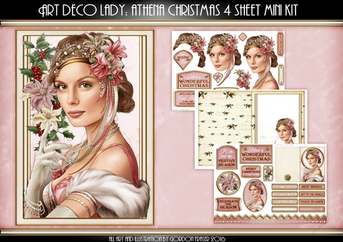 Art Deco Lady Christmas Athena Light Pink 4 Sheet Mini Kit