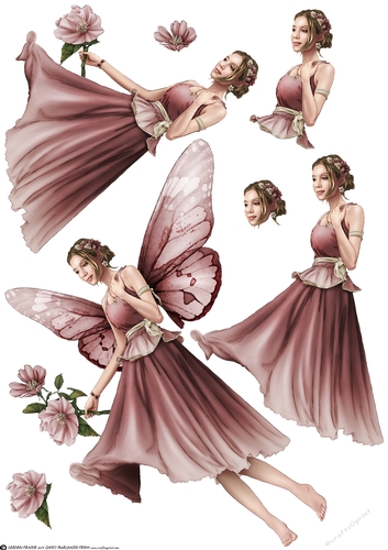 Ophelia Dark Pink Decoupage Sheet