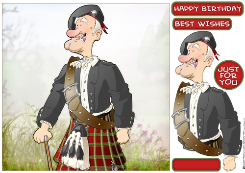 Scottish Old Man Kilt 8x8 Quick Card