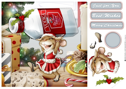 Mrs Christmas Vodka Mouse 8x8 Quick Card
