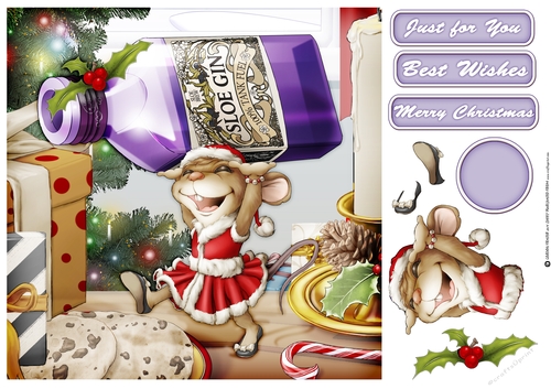 Mrs Christmas Sloe Gin Mouse 8x8 Quick Card