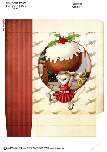 Mrs Christmas Pudding Mouse Mini Gift Bag