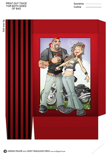 Biker Couple Decoupage Sheet Mini Gift Bag