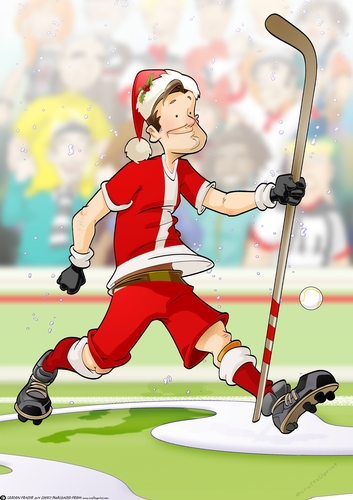 Christmas Hockey Dude A4