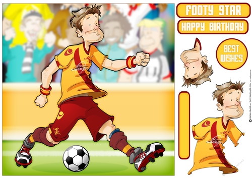 Football Dude Yellow and Red 8x8 Quick Card
