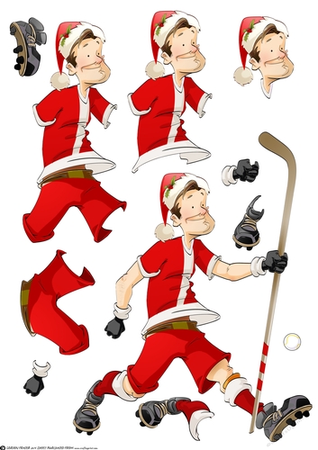Christmas Hockey Dude Decoupage Sheet