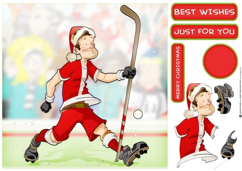 Christmas Hockey Dude 8x8 Quick Card