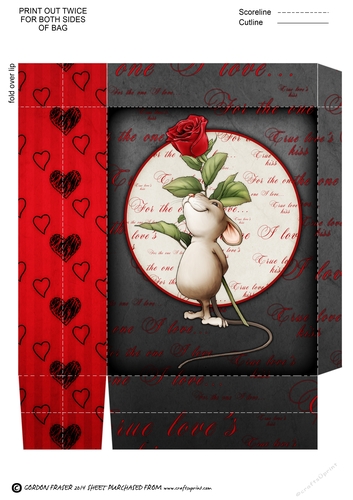 Valentines Rose Mouse Mini Gift Bag