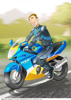 Biker Dude Blue and Yellow A4.